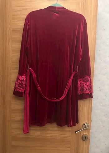 Bordo Nakışlı Uzun Kollu Bohem Kadın Pijama Takımı - Görsel 6