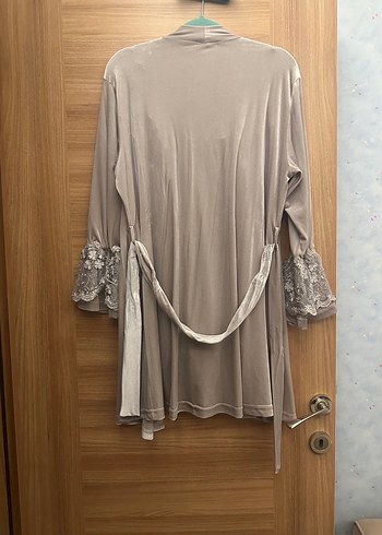 Nakışlı Bej Mini Kadın Pijama Takımı - Görsel 8