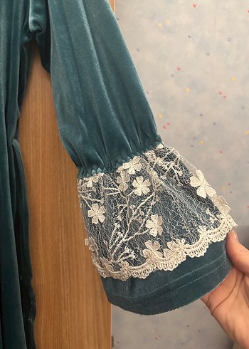 Vintage Nakışlı Uzun Kadın Pijama Takımı - Görsel 5