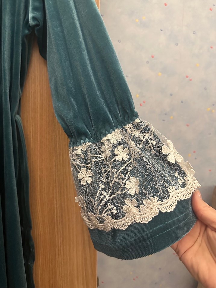 Vintage Nakışlı Uzun Kadın Pijama Takımı - Görsel 5