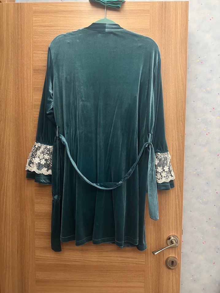 Vintage Nakışlı Uzun Kadın Pijama Takımı - Görsel 4