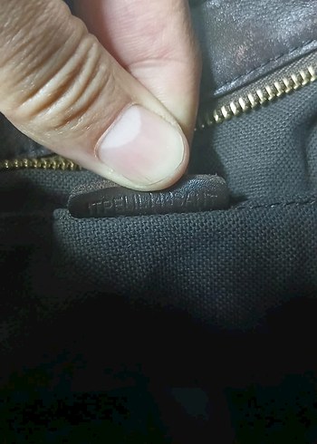 Klasik Desenli Bej Deri Kadın Çanta - Görsel 6