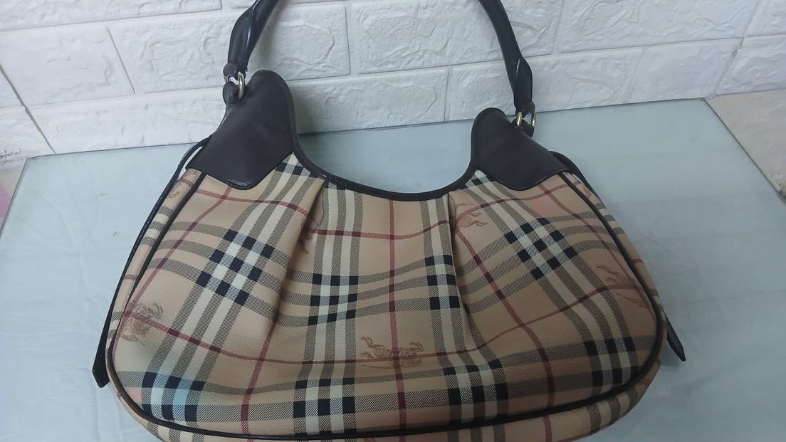 Klasik Desenli Bej Deri Kadın Çanta - Görsel 2