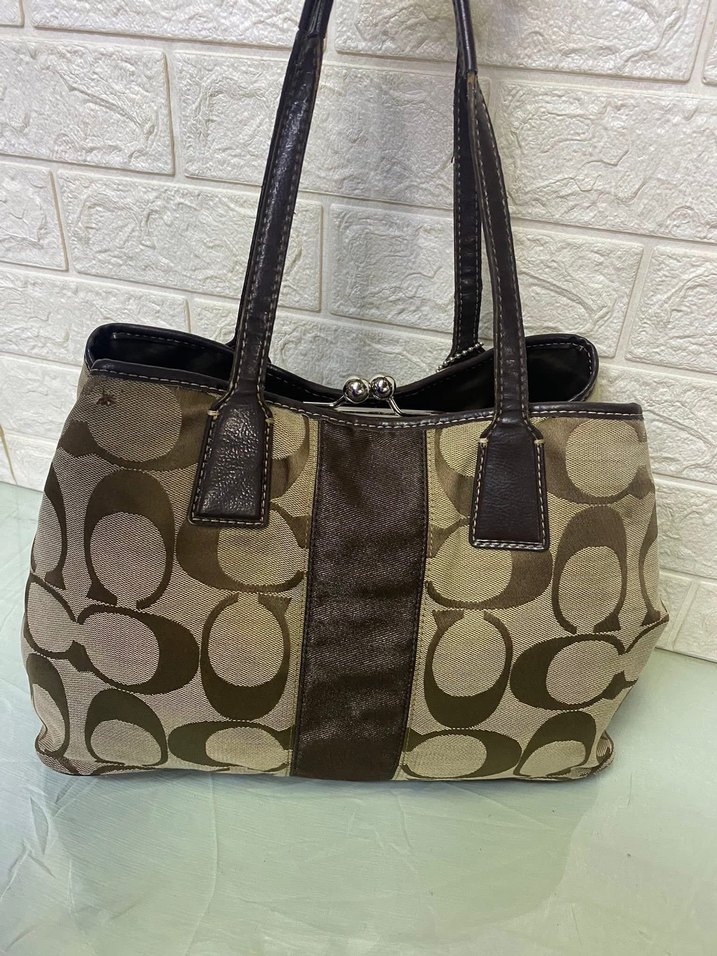 Kahverengi Deri Desenli Kadın Çanta - Görsel 5