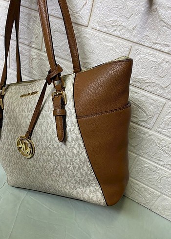 Michael Kors Bej Deri Baskılı Kadın Çanta - Görsel 2