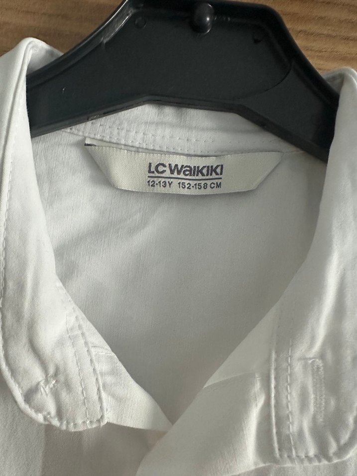 Düğmeli Beyaz Pamuk Gömlek, Notch Yaka - Görsel 2