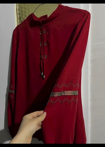 Bordo İşlemeli Uzun Kollu Bohem Bluz - Görsel 2