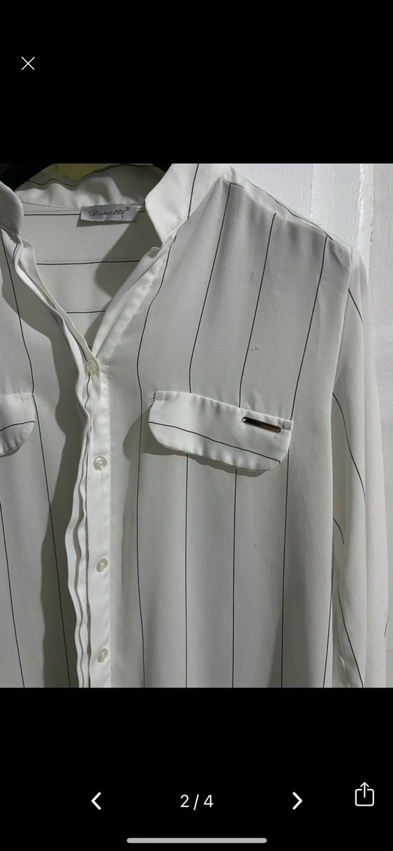 Düğmeli Uzun Kollu Beyaz Kadın Gömlek - Görsel 2