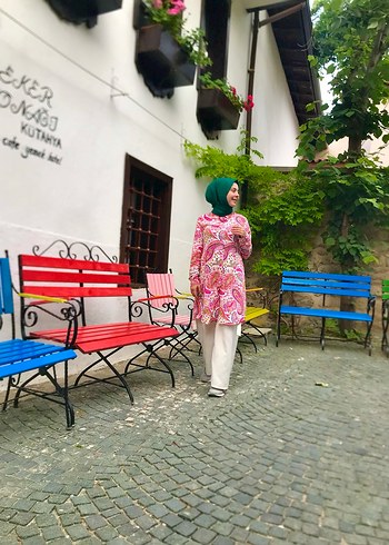 Uzun Kollu Bohem Çok Renkli Tunik - Görsel 2