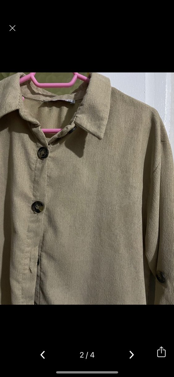 Bej Keten Düğmeli Kadın Gömlek - Görsel 2