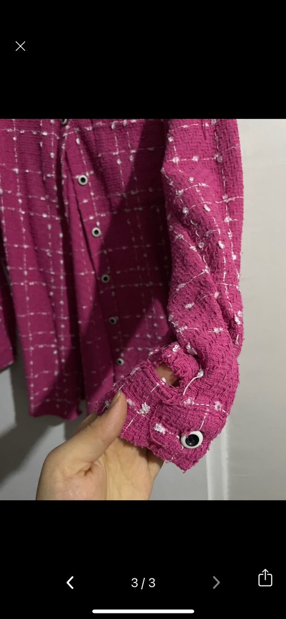 Pembe Düğmeli Uzun Kollu Kadın Gömlek - Görsel 2