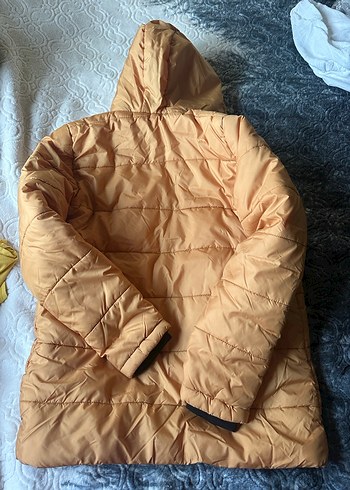 Bej Kapüşonlu Kadın Kış Montu - Görsel 4