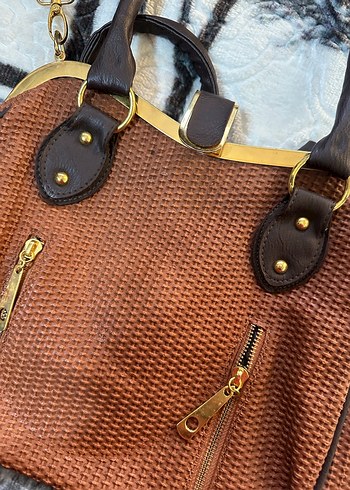 Kahverengi Deri Bohem Kadın Çanta - Görsel 2