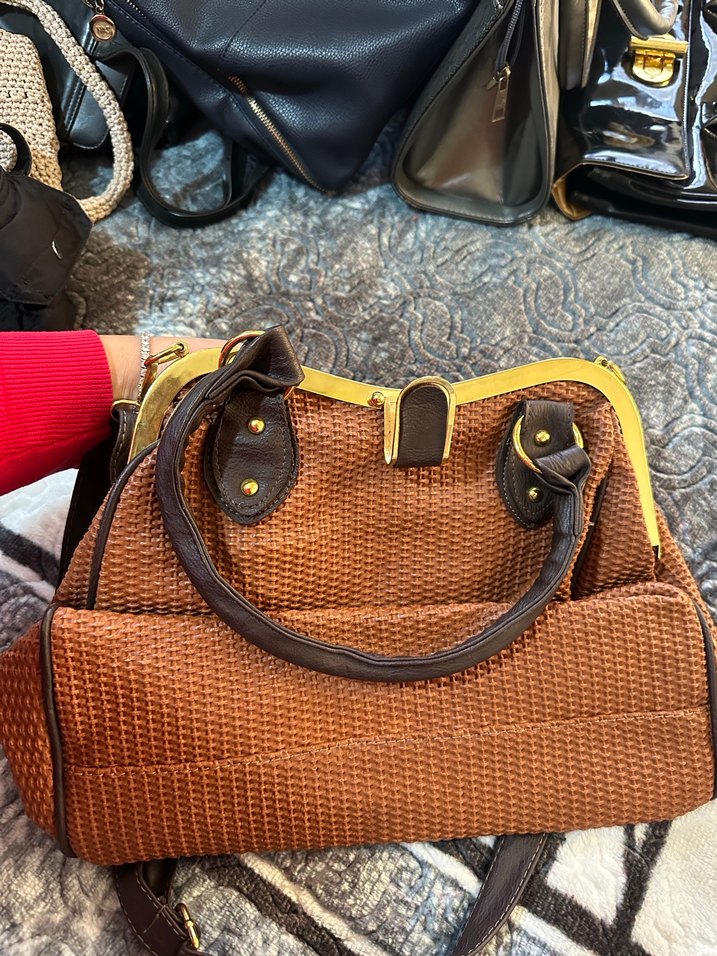 Kahverengi Deri Bohem Kadın Çanta - Görsel 4