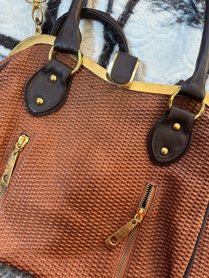 Kahverengi Deri Bohem Kadın Çanta - Görsel 2