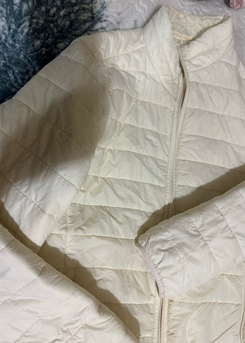 Beyaz Fermuarlı Kadın Midi Mont - Görsel 2