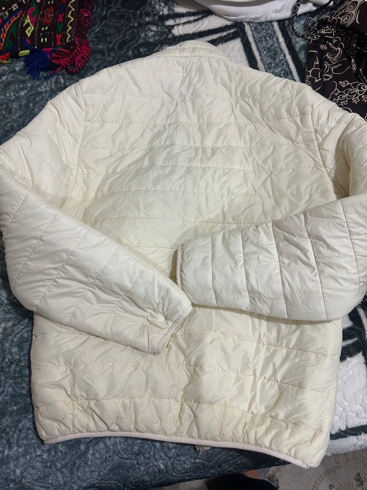 Beyaz Fermuarlı Kadın Midi Mont - Görsel 4