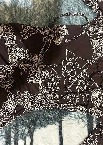 Kahverengi Desenli Bohem Uzun Elbise - Görsel 4