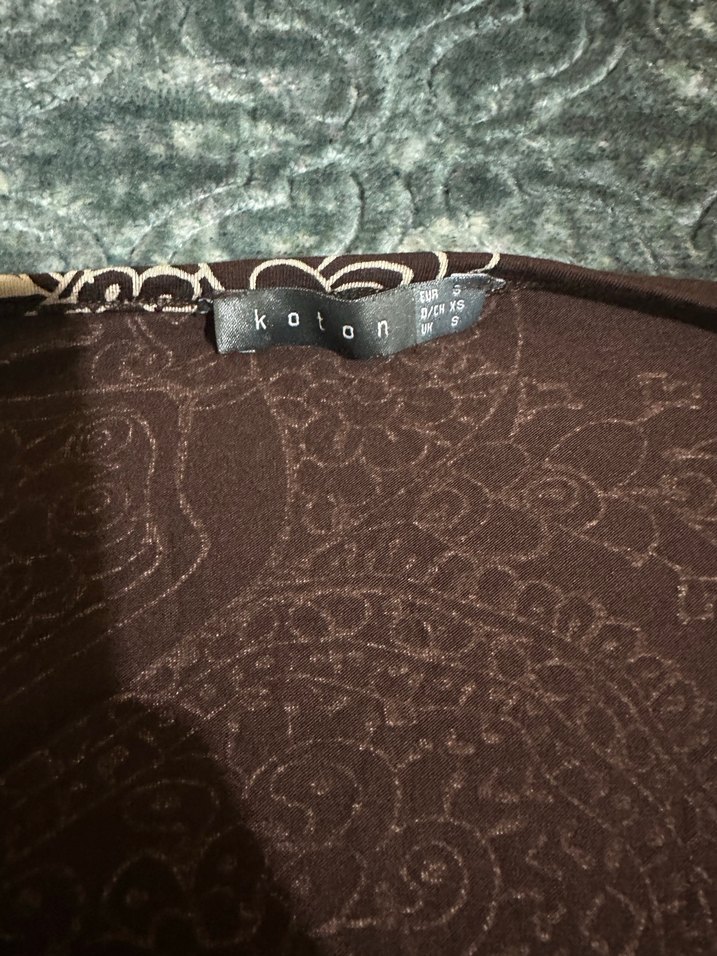 Kahverengi Desenli Bohem Uzun Elbise - Görsel 5