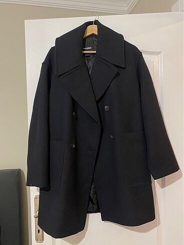 Pull bear lacivert kaşe kaban