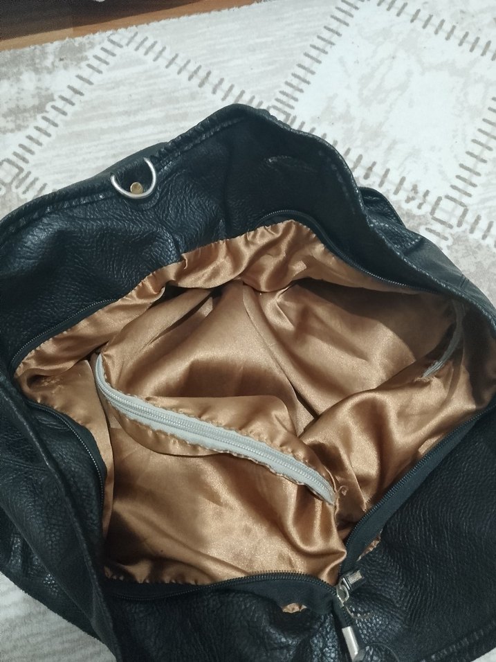 Siyah Yılan Desenli hakiki  Deri Kadın Çanta - Görsel 3