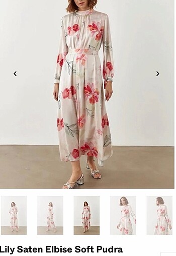Emnora lily saten elbise soft pudra