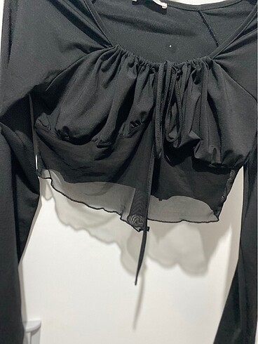 l Beden siyah Renk Dantelli crop