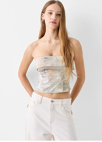 s Beden bershka strapless saten üst