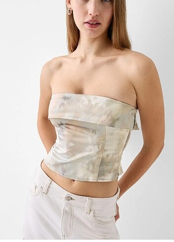 bershka strapless saten üst