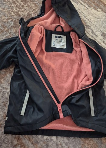 Kız Çocuk Gri Fermuarlı Kapüşonlu Yağmurluk - Görsel 2