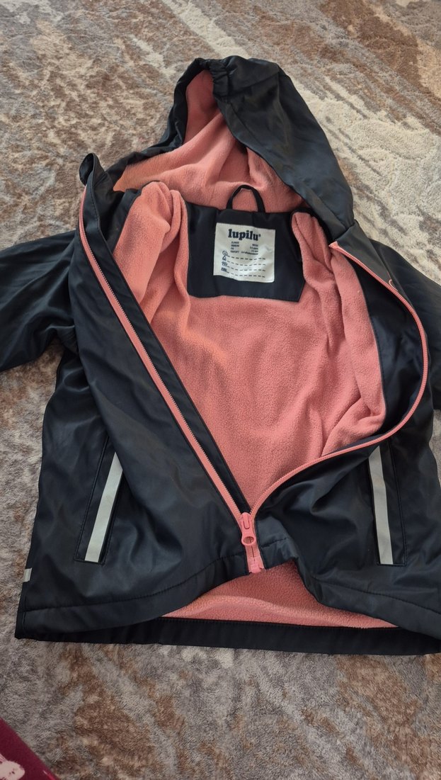 Kız Çocuk Gri Fermuarlı Kapüşonlu Yağmurluk - Görsel 2