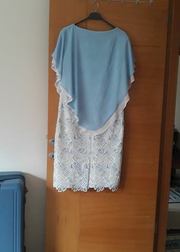 Güpür Mavi hot couture abiye elbise - Görsel 6