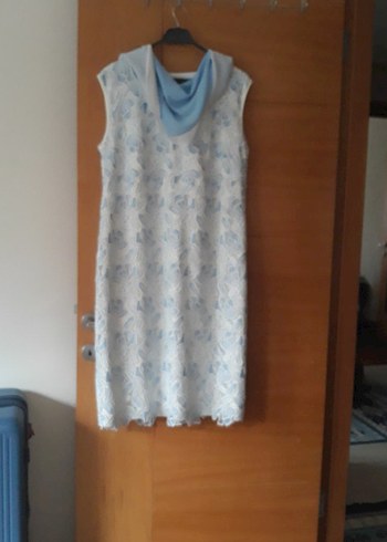 Güpür Mavi hot couture abiye elbise - Görsel 3