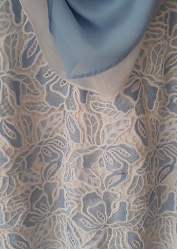 Güpür Mavi hot couture abiye elbise - Görsel 4