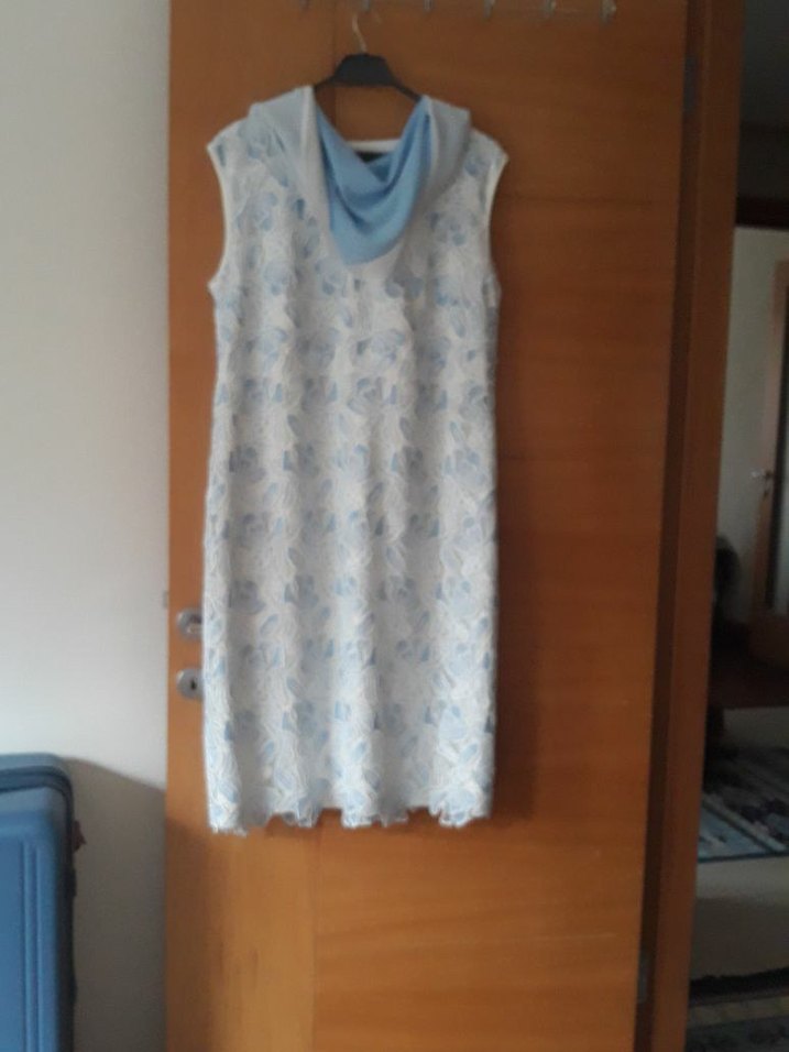 Güpür Mavi hot couture abiye elbise - Görsel 3