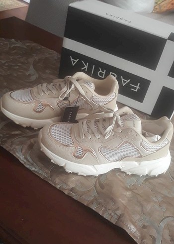 40 Beden Bej Platform Topuklu Kadın Spor Ayakkabı