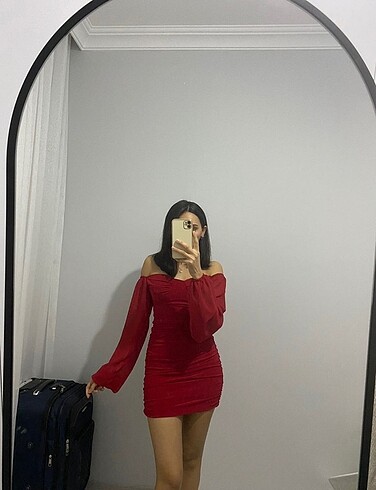 xs Beden Kırmızı mini elbise