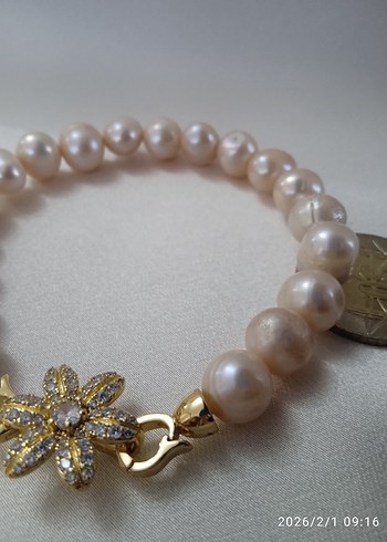 gerçek inci bileklik . çelik kilit - Görsel 3