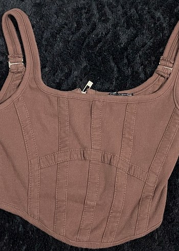 Dilvin Kahverengi crop büstiyer - Görsel 2