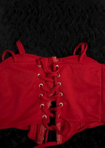 Kırmızı büstiyer crop - Görsel 2