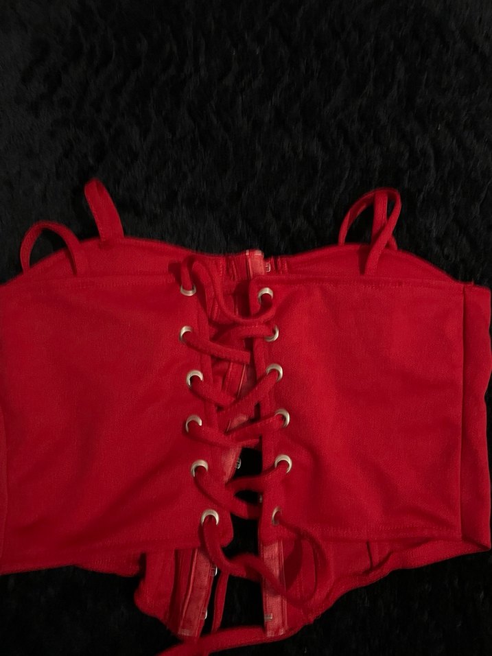 Kırmızı büstiyer crop - Görsel 2