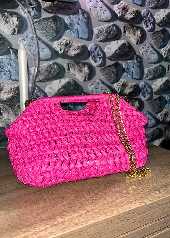 Pembe Örgü mango model Kadın Çanta