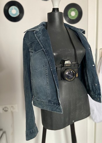 Gri Düğmeli Kadın Denim Ceket - Görsel 2