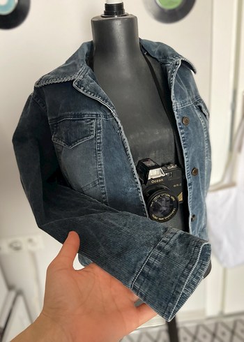 Gri Düğmeli Kadın Denim Ceket - Görsel 5