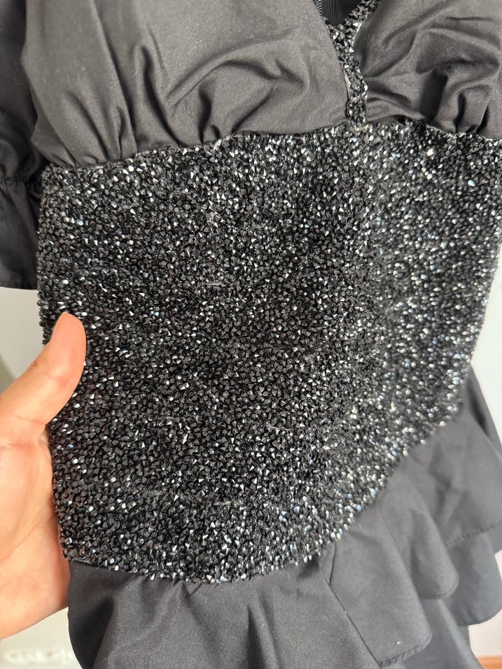 Fırfırlı Siyah Mini Gotik Elbise - Görsel 4