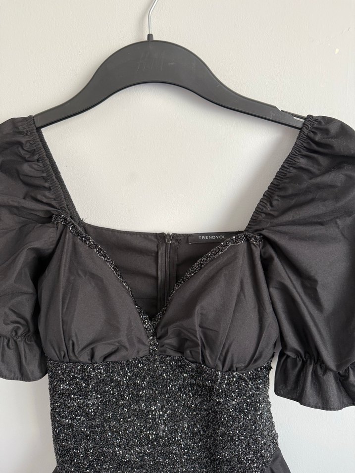 Fırfırlı Siyah Mini Gotik Elbise - Görsel 2