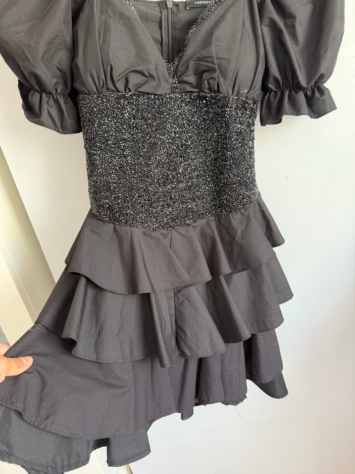 Fırfırlı Siyah Mini Gotik Elbise - Görsel 5