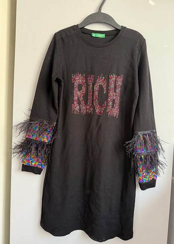 Kız Çocuk Payetli Uzun Kollu Sweatshirt Elbise - Görsel 5