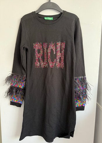 Kız Çocuk Payetli Uzun Kollu Sweatshirt Elbise - Görsel 9