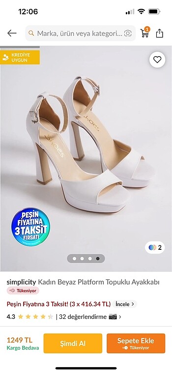 Beyaz Platform Topuklu Gelin Ayakkabısı - Görsel 7